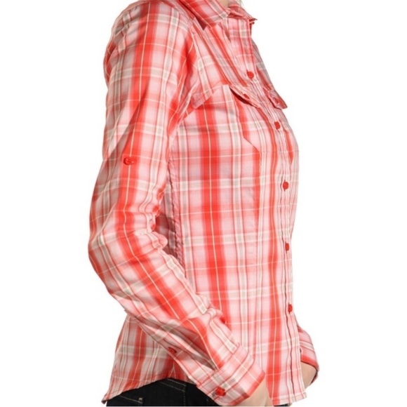 Arc’Teryx Melodie Red Plaid Button Down Shirt with Adjustable Sleeves Size XL - Picture 3 of 16